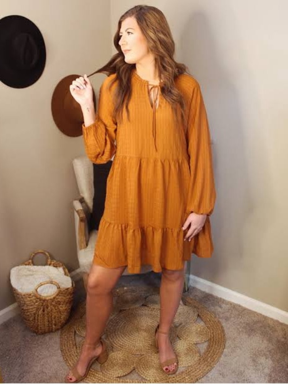 Calvin Klein Ruffle Neck Dress